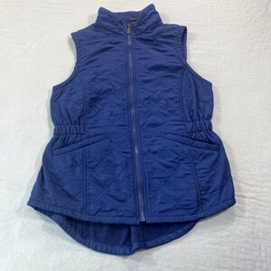 Bit & Bridle Quilted Vest Women Blue Navy Full Zip Pockets Size XS